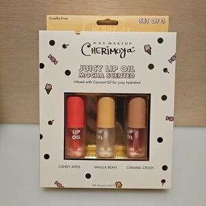 Max Makeup Cherimoya Set Of 3 Lip Oil Juicy Lip Oil Mocha Scented